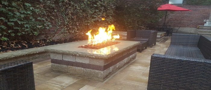 fire features benches with gas fire