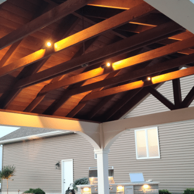 Pergolas and pavilions can have lighting installed to increase the cozy feel.