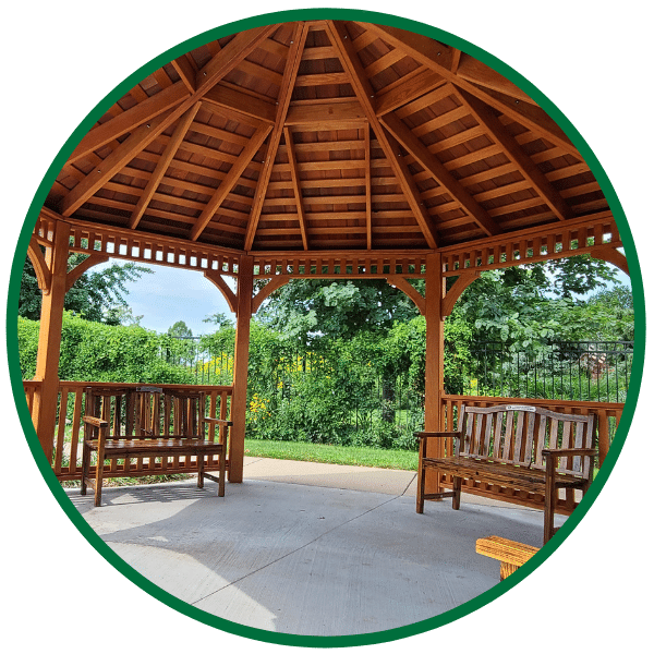 A beautiful addition to the Ability Garden, a 16' Gazebo built by Outdoor Innovations. 
